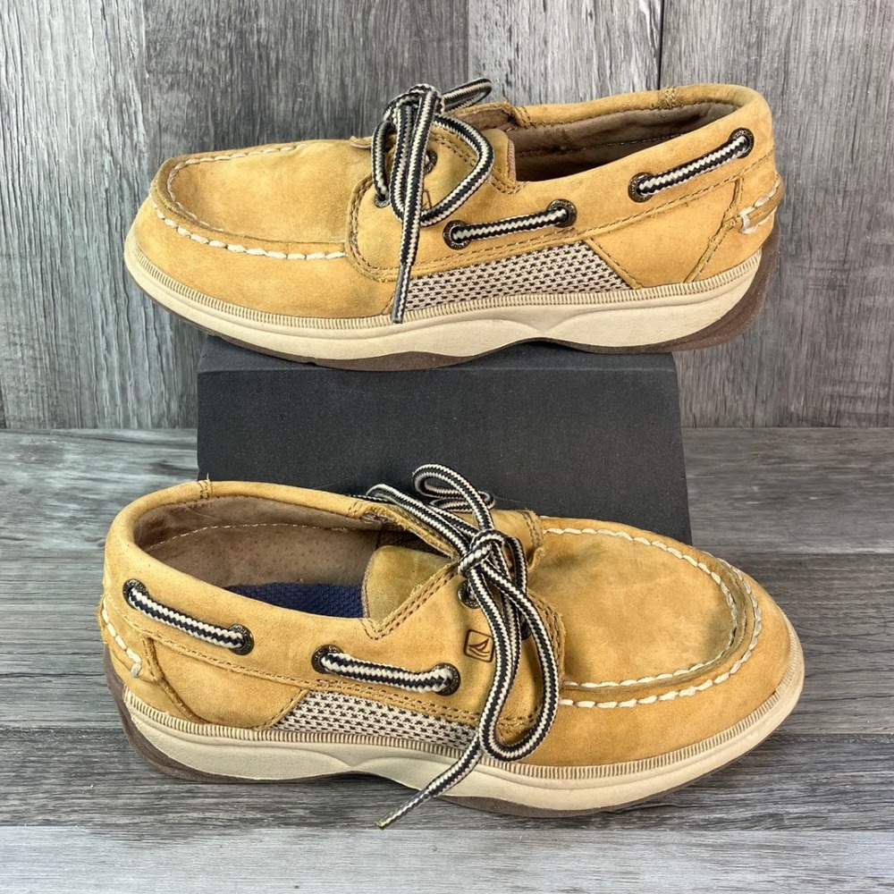 Sperry Top-Sider Boys Intrepid Tan Leather Boat Shoes Loafers Size 11M CB21463A